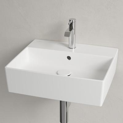 Villeroy & Boch memento 2.0 opzetwastafel - met 1 kraangat - 50x42cm CeramicPlus - met overloop - Stone White (mat wit)