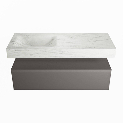 MONDIAZ ALAN - DLUX Badkamermeubelset - 120cm - onderkast - Dark grey - 1 lade - vrijhangende wastafel - wasbak links - 1 kraangat - Opalo