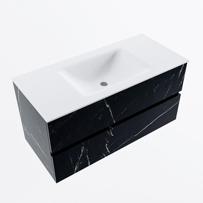 Mondiaz VICA ensemble de meuble de salle de bain - 100cm - meuble sous-vasque marquina - 2 tiroirs - lavabo cloud milieu - 1 trou de robinet - version haute de 60cm - talc