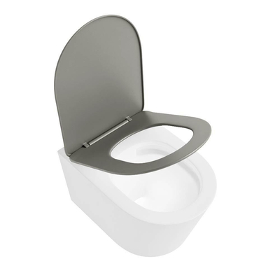 Mondiaz LAVIE hangtoilet – spoelrandloos – 36 x 53 cm – met softclose zitting – Talc (wit), zitting Smoke (lichtbruin)