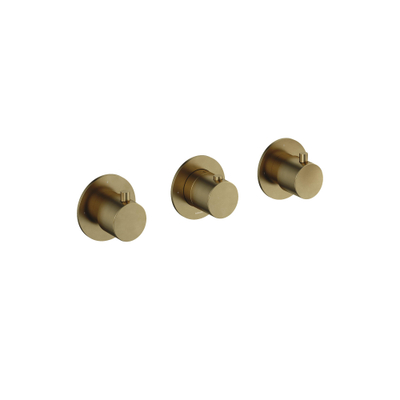 Hotbath Cobber Afbouwdeel - inbouw douche thermostaat - met 2 stopkranen horizontale plaatsing - geborsteld messing goud