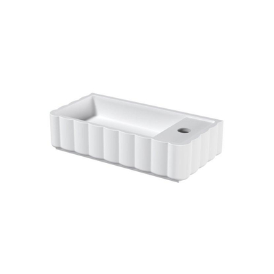 Riho Catching waves Lave-mains - 44x22cm - 1 trou de robinet à droite - solid surface - blanc mat