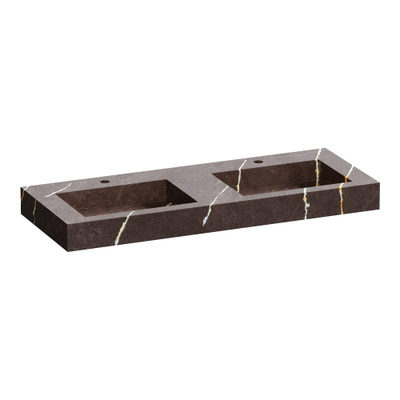 BRAUER Coral lavabo - 120x46x10cm - 2 bassins - 2 trous de robinetterie - composite - aspect marbre - Copper Brown