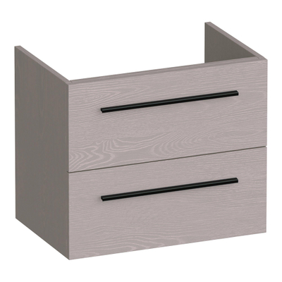 BRAUER Trust meuble de salle de bains sous‑lavabo peu profond 60 sans poignées rapportées 2 tiroirs à fermeture en douceur et 1 découpe pour siphon - Timber Greige