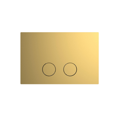 QeramiQ Push Steel Plaque de commande - 25x16cm - épaisseur 2.0mm - fixation magnétique - pour réservoir encastré Geberit UP320 - acier inoxydable - double chasse - boutons ronds - brossé laiton
