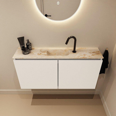 MONDIAZ TURE-DLUX 100cm toiletmeubel Talc. EDEN wastafel Frappe positie midden. Met 1 kraangat.