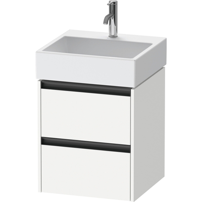 Duravit Ketho 2 wastafelonderbouwkast - 2 laden - 48.4x46x54.9cm - grepen antraciet - wit mat