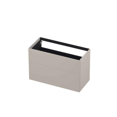INK P2O Meuble sous-lavabo - 100x45x65cm - 2 tiroirs - push 2 open - façades rapportées droites MDF laqué Mat gris cachemire