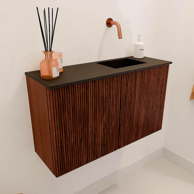 Mondiaz JOYA 70cm toiletmeubel - kleur Ruby - Wastafel FAYE positie Rechts Zonder kraangat kleur Urban.