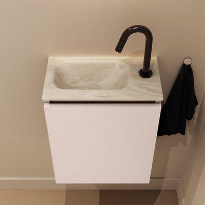 MONDIAZ TURE-DLUX 40cm toiletmeubel Rosee. EDEN wastafel Ostra positie links. Met 1 kraangat.