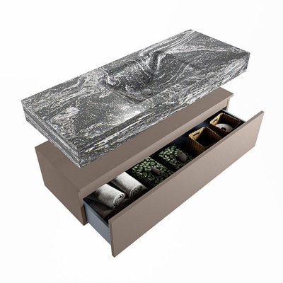 Mondiaz ALAN-DLUX Ensemble de meuble - 120cm - meuble Smoke mat - 1 tiroir - Lavabo Cloud Lava suspendu - vasque Centre - 0 trous de robinet