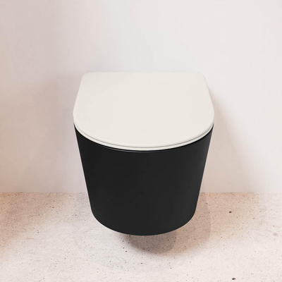 MONDIAZ LAVIE WC suspendu - 36x53cm - sans bride - Linen (offwhite) - softclose - quick-release - abattant WC - Urban (noir)