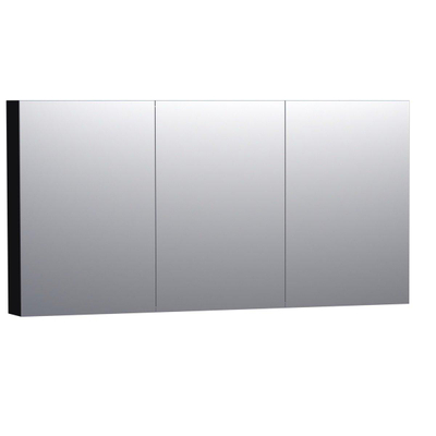Saniclass Dual Spiegelkast - 140x70x15cm - verlichting - geintegreerd - 3 links- rechtsdraaiende spiegeldeur - MDF - mat zwart