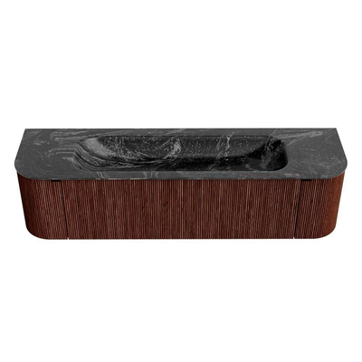 Mondiaz KURVE-DLUX Badkamermeubelset - 170x46x40cm - 1 lade - 2 deuren - wastafel solid surface - midden - zonder kraangat - Ruby
