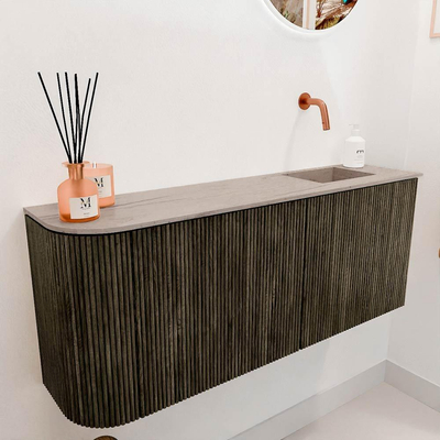 Mondiaz JOYA-DLUX 101.6cm toiletmeubel - ronding links kleur Shadow - Wastafel FAYE positie Rechts Zonder kraangat kleur Saba.