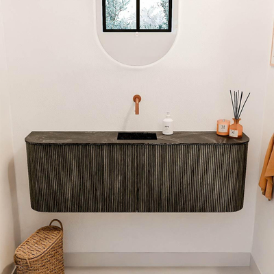 Mondiaz JOYA-DLUX 123.2cm toiletmeubel - ronding links en rechts kleur Shadow - Wastafel FAYE positie Midden Zonder kraangat kleur Lava.