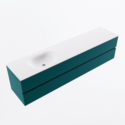 Mondiaz VICA ensemble de meuble de salle de bain - 200cm - meuble sous-vasque smag - 4 tiroirs - lavabo moon gauche - sans trous de robinet - version haute de 60cm - talc