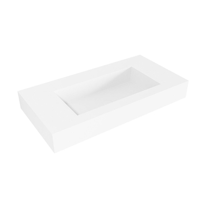Mondiaz ZINK Talc Vrijhangende wastafel - 90cm - wasbak midden - rand 12cm - Solid surface Talc