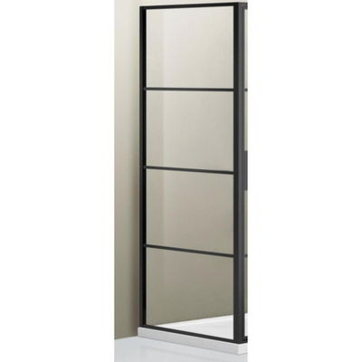 FugaFlow Efficiente Vetro Zijwand - 80x200cm - frame lines buitenzijde - anti kalk - mat zwart