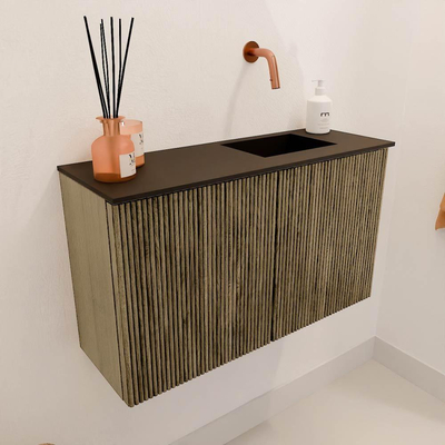 Mondiaz JOYA 70cm toiletmeubel - kleur Dusk - Wastafel FAYE positie Rechts Zonder kraangat kleur Urban.