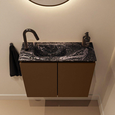 MONDIAZ TURE-DLUX Meuble toilette - 60cm - Rust - EDEN - vasque Lava - position gauche - 1 trou de robinet