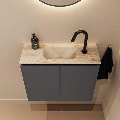 MONDIAZ TURE-DLUX Meuble WC 60 cm Dark Grey. EDEN vasque Frappe position milieu. Avec 1 trou de robinet.