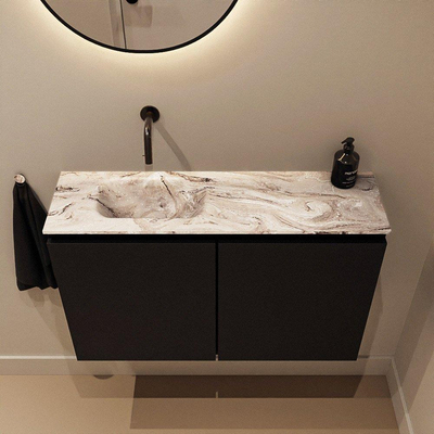 MONDIAZ TURE-DLUX 80cm toiletmeubel Urban. EDEN wastafel Glace positie links. Zonder kraangat.