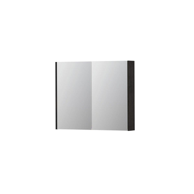 INK SPK2 spiegelkast – 90x74x14 cm – 2 deuren, dubbelzijdige spiegeldeuren – Houtskool eiken