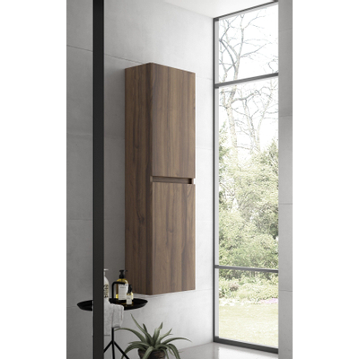 Adema Chaci Hoge Kast - 140x35x27cm - 2 deuren - noten OUTLETSTORE