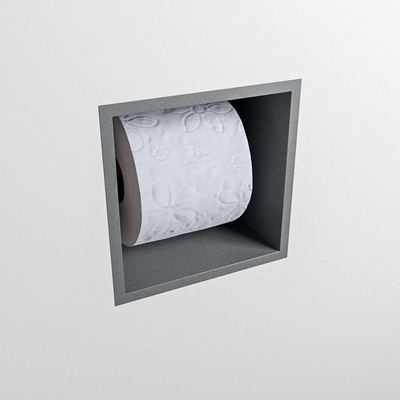Mondiaz EASY Porte-rouleau de papier toilette - CUBE 168 - 16x16x16cm - solid surface - Plata
