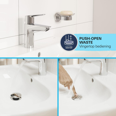 GROHE Swift QuickFix Wastafelkraan - m-size - met push open waste - chroom