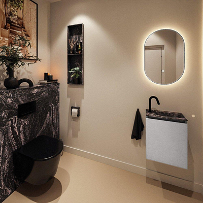 MONDIAZ TURE-DLUX 40cm toiletmeubel Plata. EDEN wastafel Lava positie rechts. Met 1 kraangat.