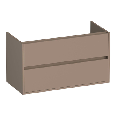 BRAUER Adore wastafelonderkast - 100x46x55cm - 2 softclose lades - greeploos - 1 sifon uitsparing - mat mokka