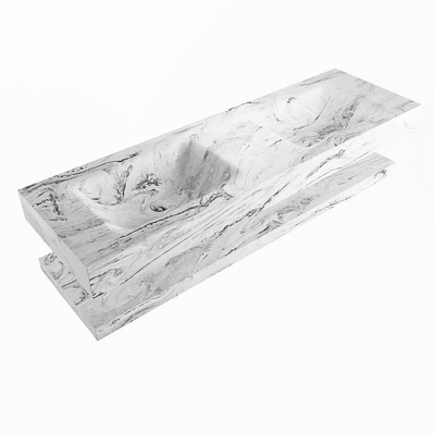 MONDIAZ ALAN - DLUX Badkamermeubelset - 150cm - planchet - Glace - vrijhangende wastafel - 2 wasbakken - 2 kraangaten - Glace