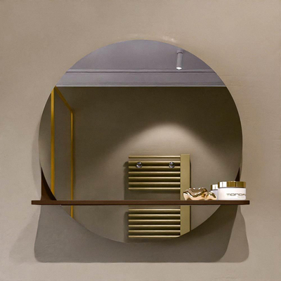 Mondiaz SPOT Miroir de salle de bains - rond 50cm - tablette miroir - couleur Rust