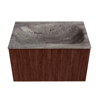 MONDIAZ KURVE-DLUX 70cm badmeubel kleur Ruby met 1 lade en 0 deuren. Wastafel BIG SMALL Midden zonder kraangat Oza.