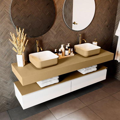 Mondiaz TOP 51 Plan vasque suspendu - 170x51x12cm - adapté pour vasque à poser - Solid surface - Oro