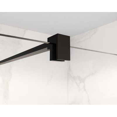 FortiFura Galeria barre de renfort rallongée 200cm pour douche à l'italienne - avec kit de fixation - noir mat
