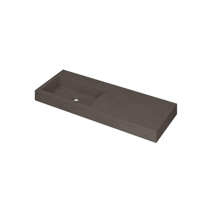 INK Momento Lavabo - 120x45x9cm - 1 bassin à gauche - 0 trous de robinet - Quartz béton