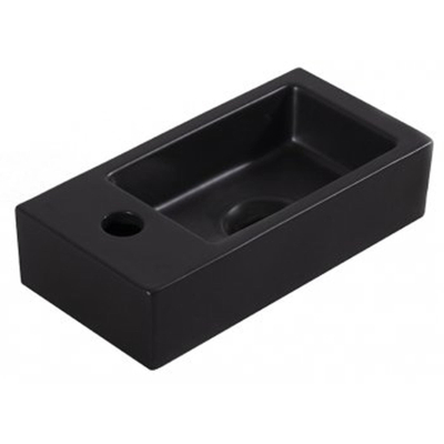Wiesbaden Rhea S Fonteinset Rhea S mini - met fontein links kraan sifon en afvoerplug - mat zwart