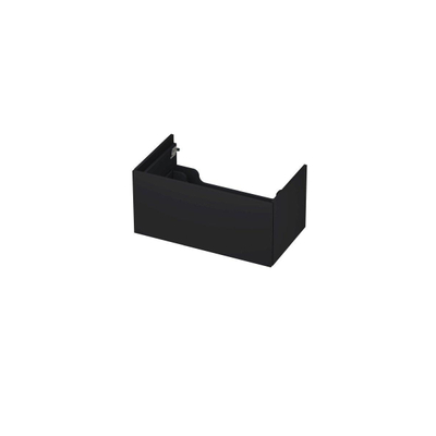 INK Wastafelonderkast - 80x45x37.6cm - 1 lade - push to open - met recht opdekfront - MDF lak - Mat zwart