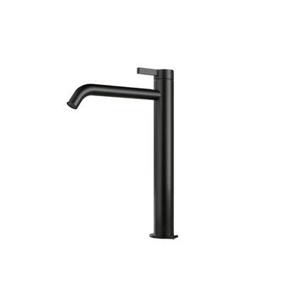Hotbath Ace wastafelkraan - opbouw - hoog - 1-gats - voorsprong 18cm - PVD - geborsteld zwart