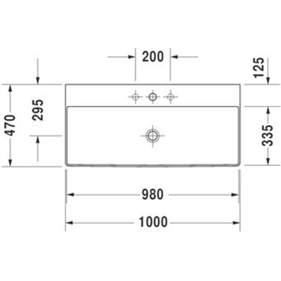 Duravit DuraSquare wastafel zonder overloop 1 kraangat 100x47cm m. afvoerventiel en keramische afdekkap wit