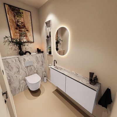 MONDIAZ TURE-DLUX 120cm toiletmeubel Cale. EDEN wastafel Glace positie links. Met 1 kraangat.