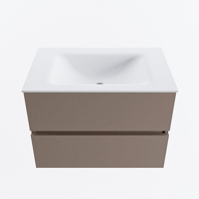 Mondiaz VICA Ensemble de meuble de salle de bain - 70cm - meuble sous-vasque fumée - 2 tiroirs - lavabo nuage milieu - sans trous de robinet - version haute 60cm - talc