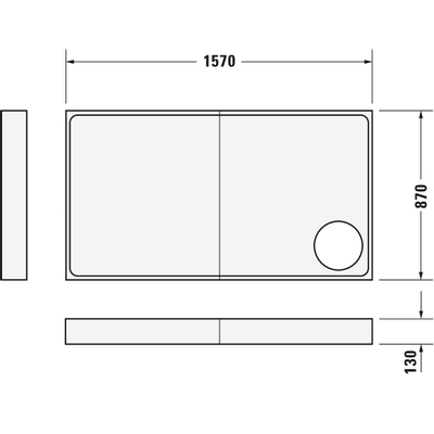 Duravit Starck Slimline Kunststof douchebak acryl rechthoekig - 160x90x6cm - zonder poten - wit