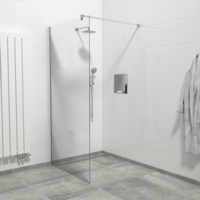 Van Marcke Inloopdouche - 100x200cm - veiligheidsglas - band mat glas - anti kalk - chroom