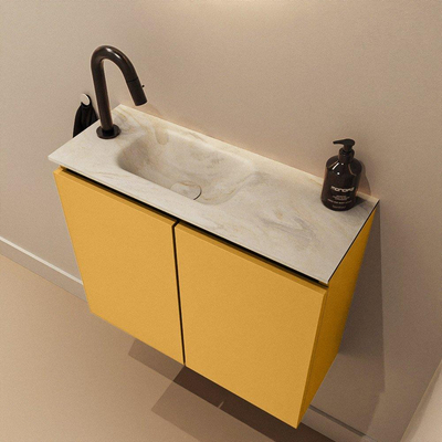 MONDIAZ TURE-DLUX 60cm toiletmeubel Ocher. EDEN wastafel Ostra positie links. Met 1 kraangat.