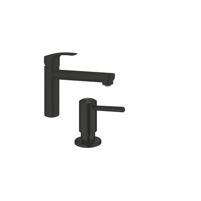 Grohe Eurosmart Keukenkraanset - 22.2cm - draaibare uitloop - zeepdispenser - matte black (mat zwart)