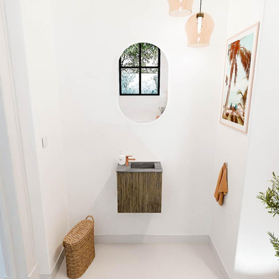 Mondiaz JOYA-DLUX 40cm toiletmeubel - kleur Dusk - Wastafel FAYE positie Rechts 1 kraangat kleur Sombra.